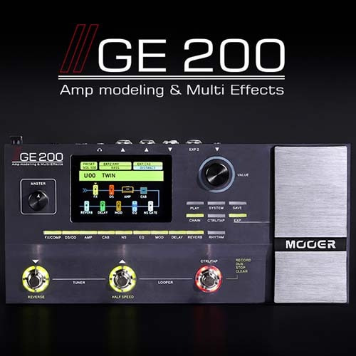 무어오디오 GE200 기타멀티이펙터 Mooeraudio GE-200 Amp Modelling &amp; Multi Effects 전원아답터,USB케이블포함