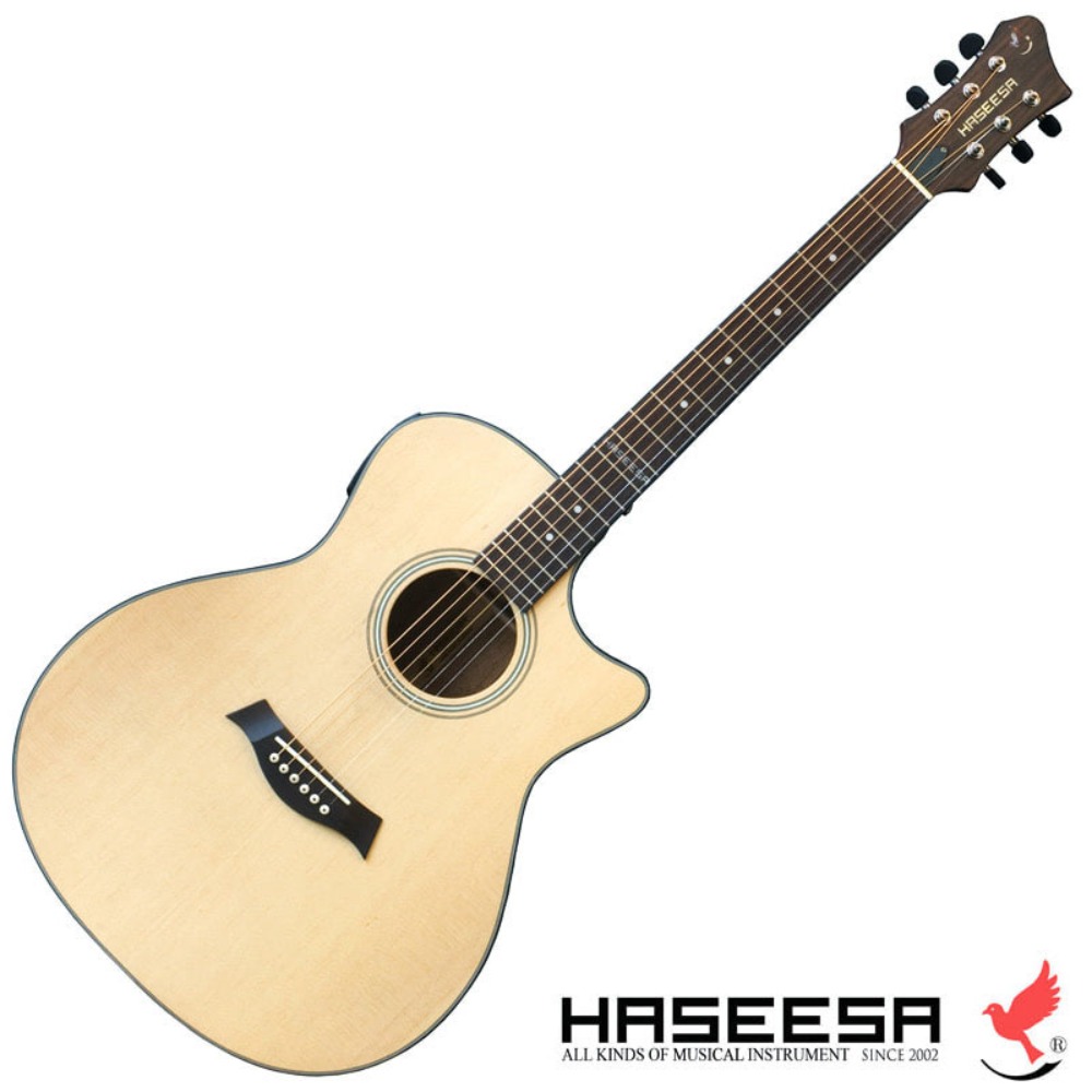 하세이사 FC300E 어쿠스틱기타 내추럴색 Haseesa FC-300E Acoustric Guitar Natural 그랜드오디토리움바디,오픈포피니시,아텍EQ장착